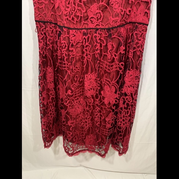 NWOT Adrianna Papell Kahlo Flare Lace Dress, 20W, Red - Picture 7 of 12